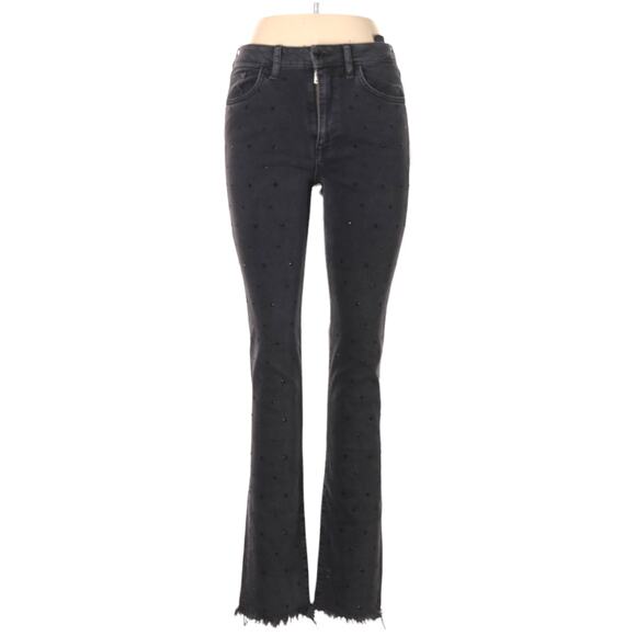 H&M & Denim Jeans Slim Ankle High-Waist Washed Black Grey Studded NEW Women's 30 - Picture 2 of 14